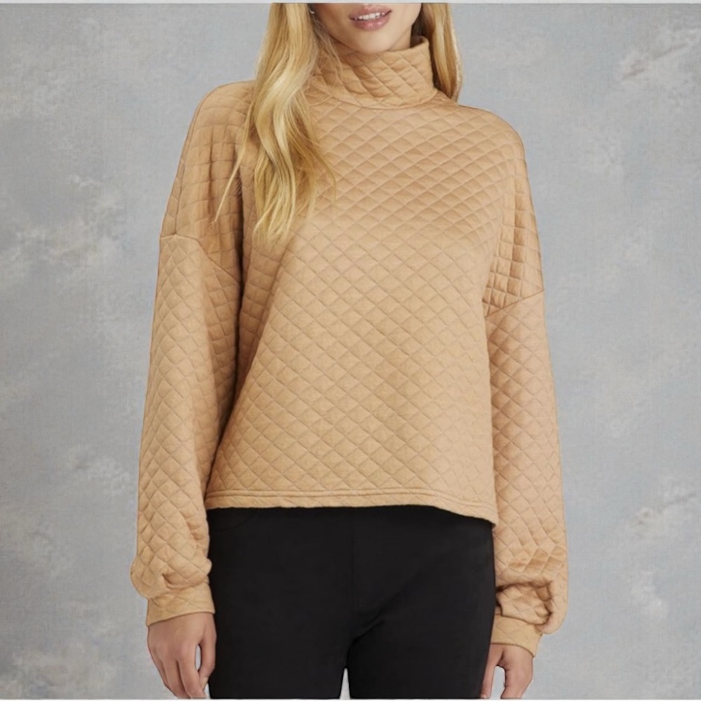 Sanctuary Starry Eyes Quilted Pullover Sweatshirt in Maple Size XS